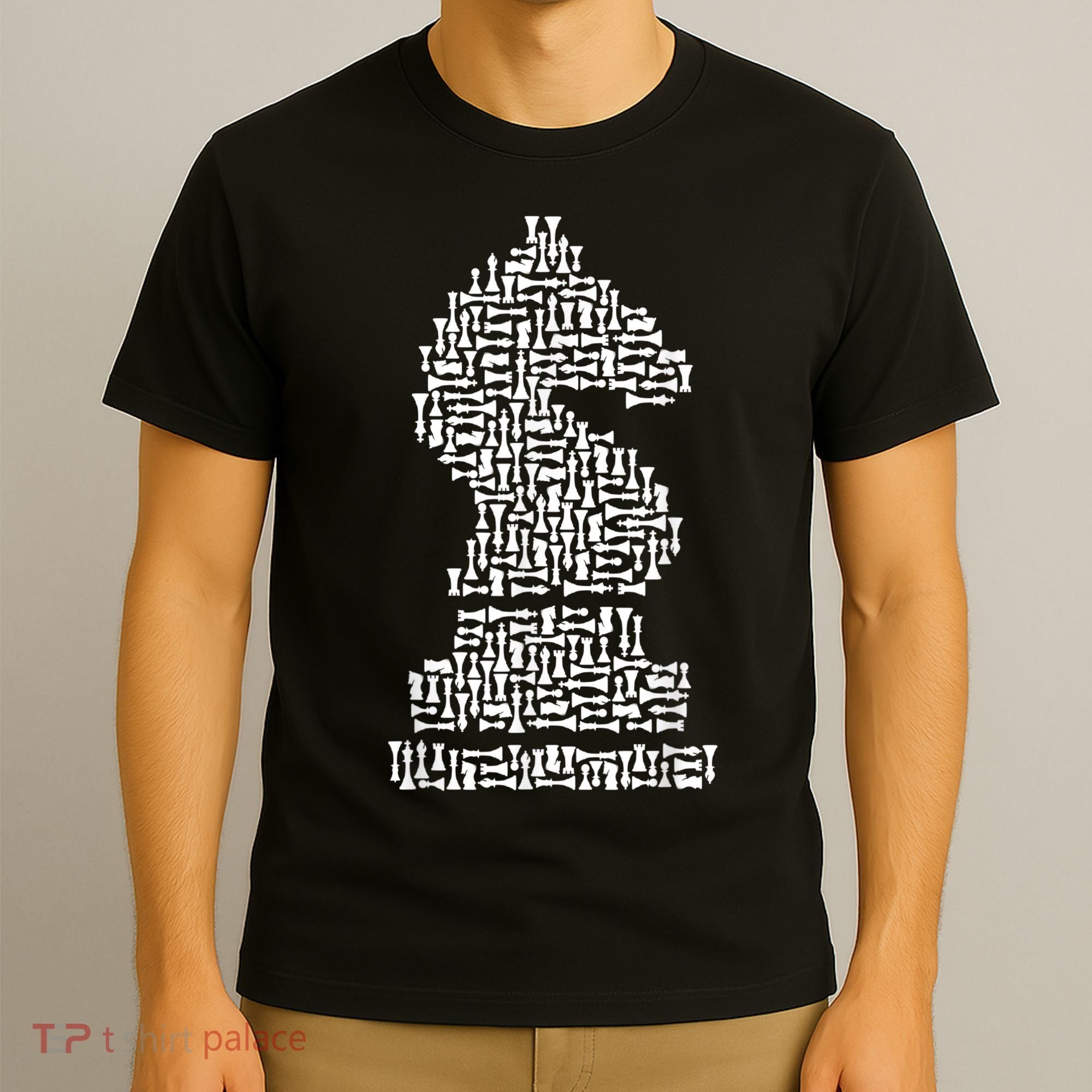 White Chess Knight Piece Mosaic T-Shirt