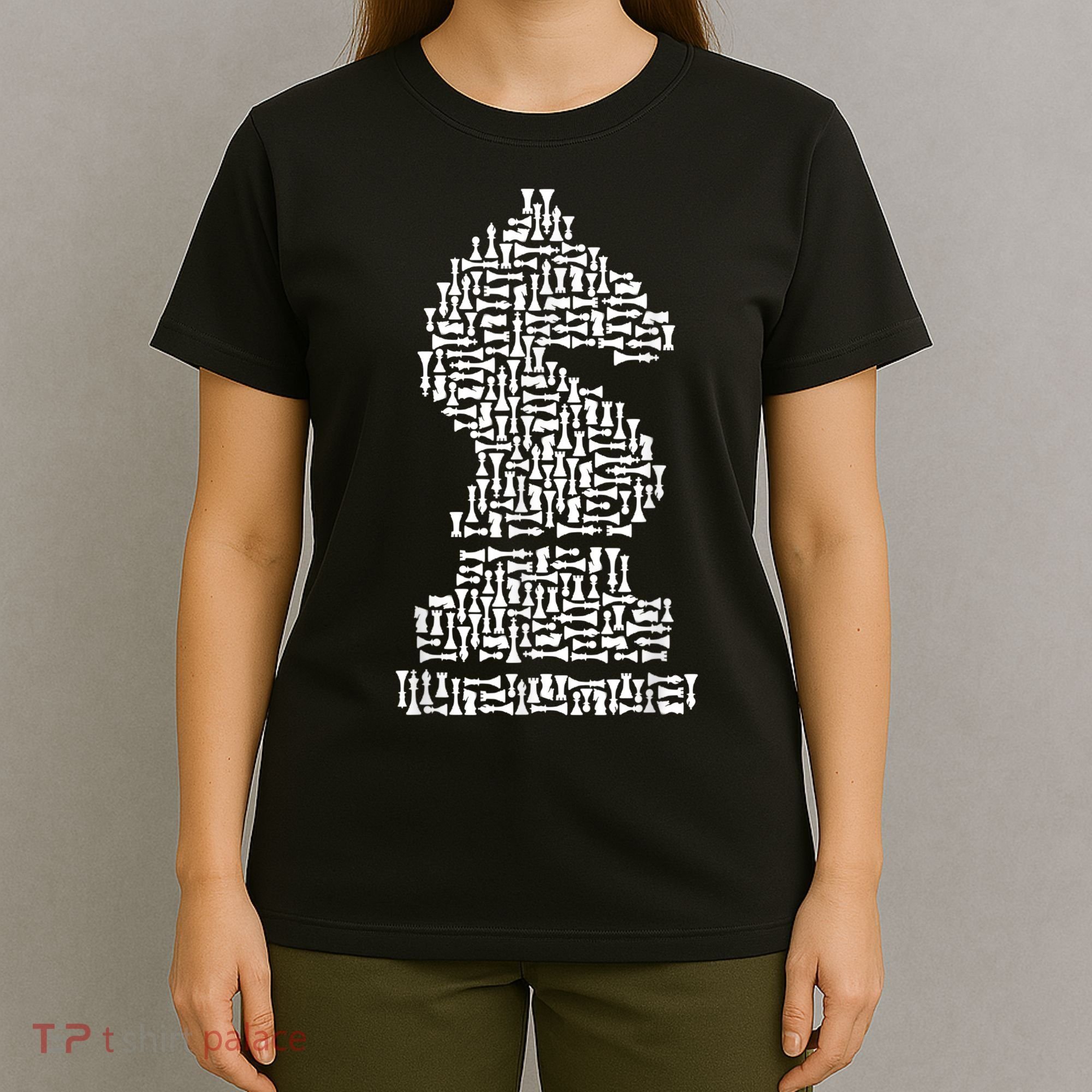 White Chess Knight Piece Mosaic T-Shirt