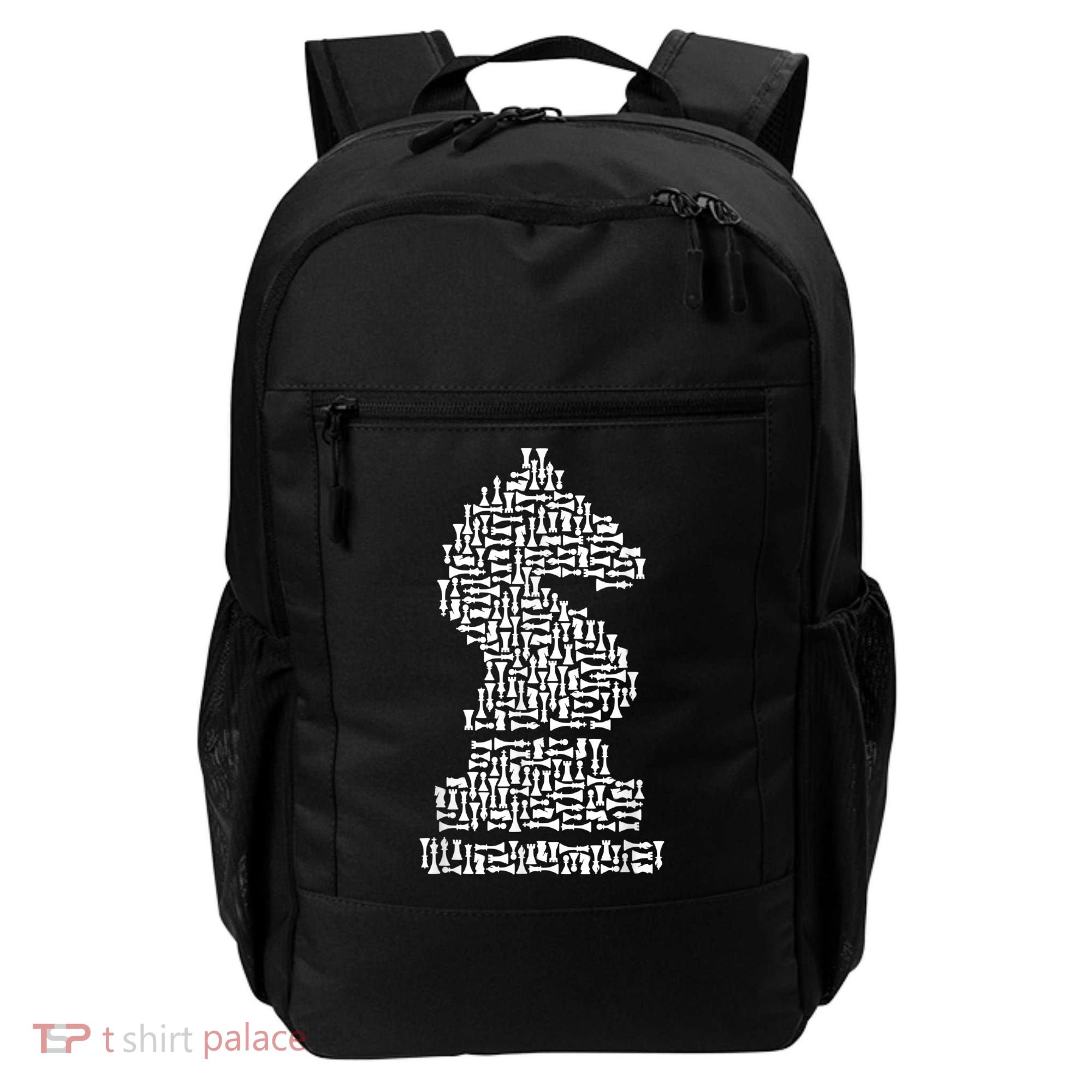 White Chess Knight Piece Mosaic Backpack