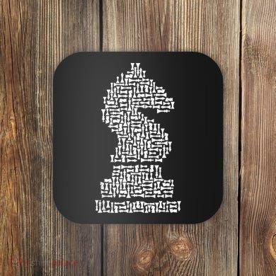 White Chess Knight Piece Mosaic Coaster