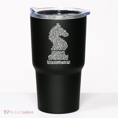 White Chess Knight Piece Mosaic Tumbler