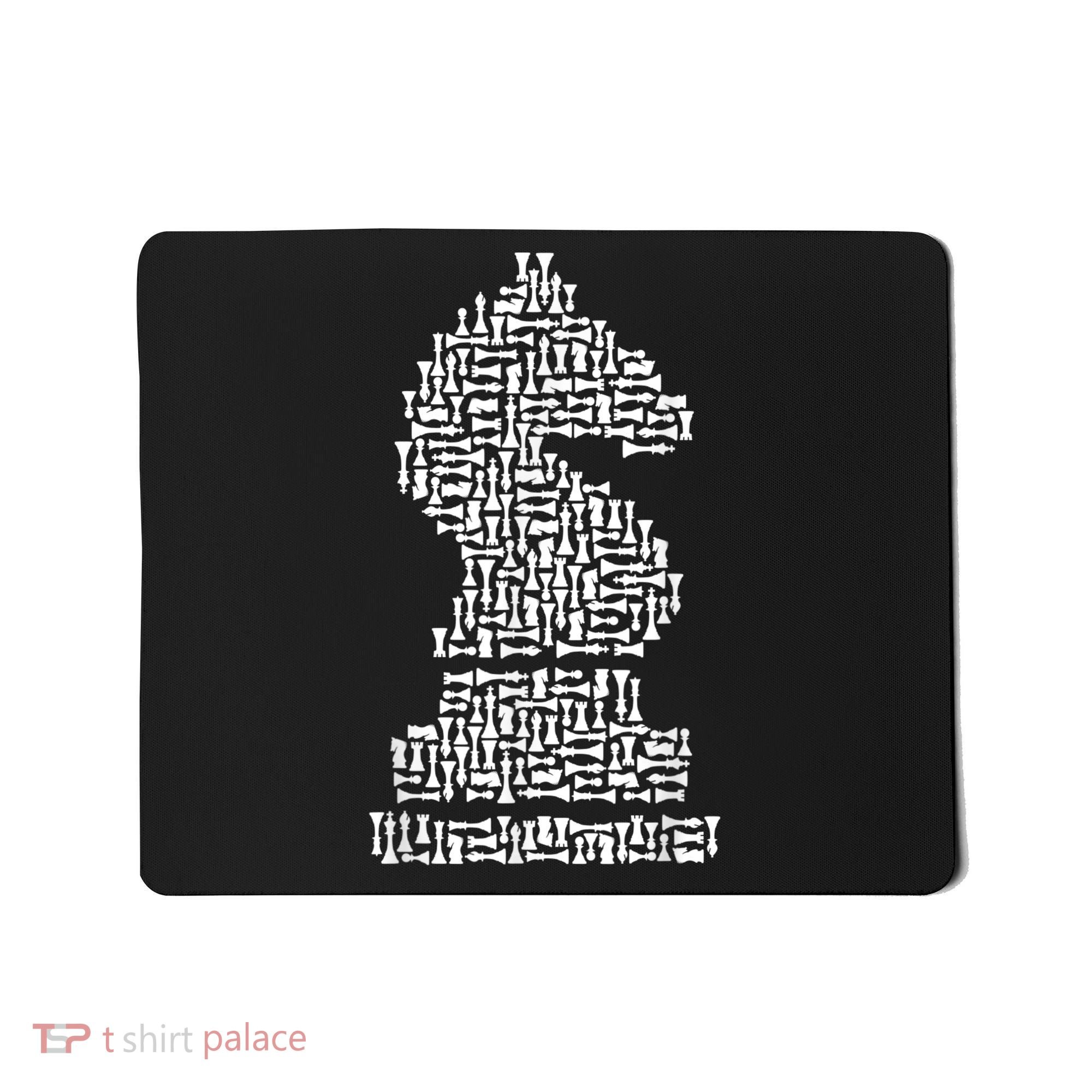 White Chess Knight Piece Mosaic Mousepad