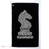 White Chess Knight Piece Mosaic Golf Towel thumb 0