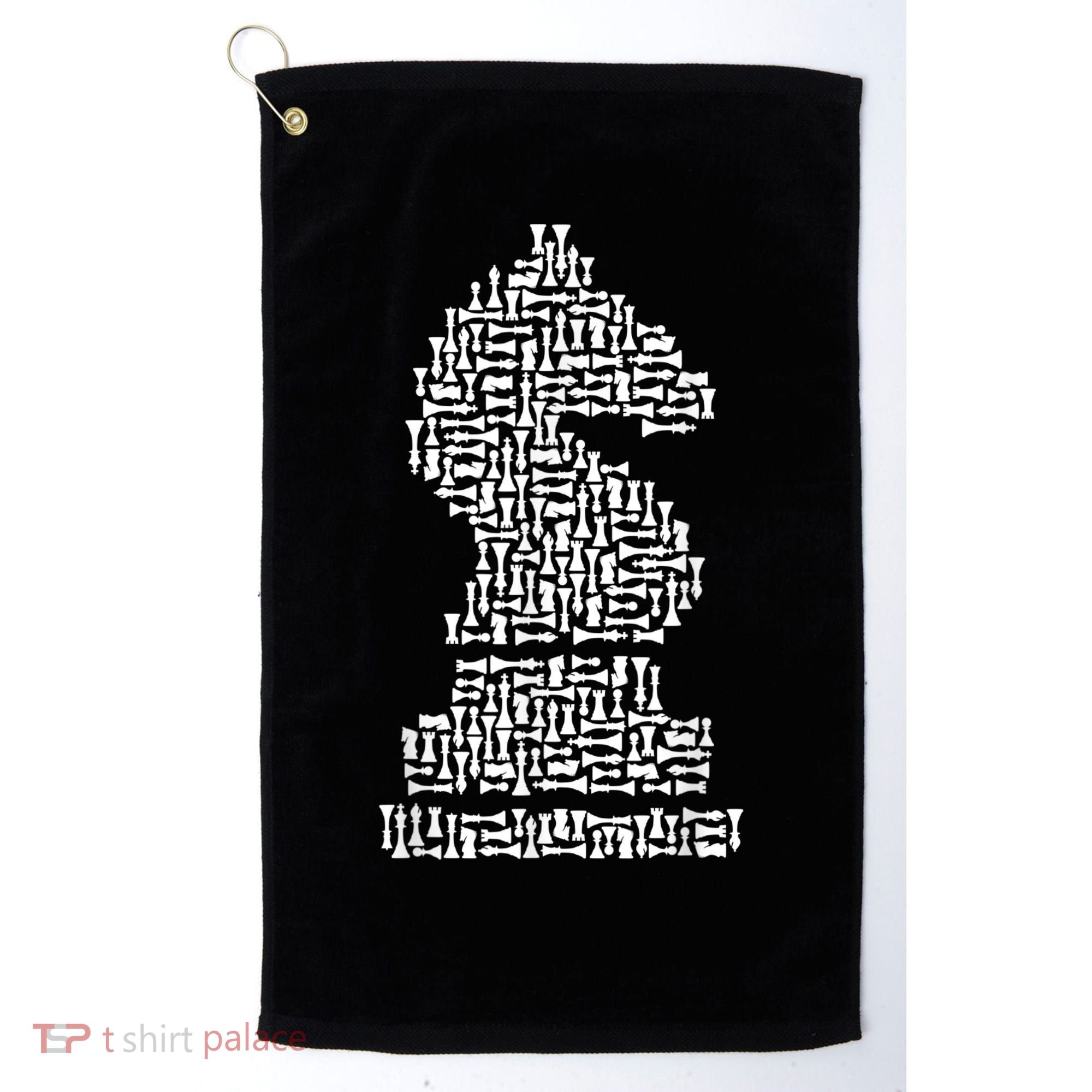 White Chess Knight Piece Mosaic Golf Towel