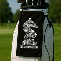 White Chess Knight Piece Mosaic Golf Towel thumb 2