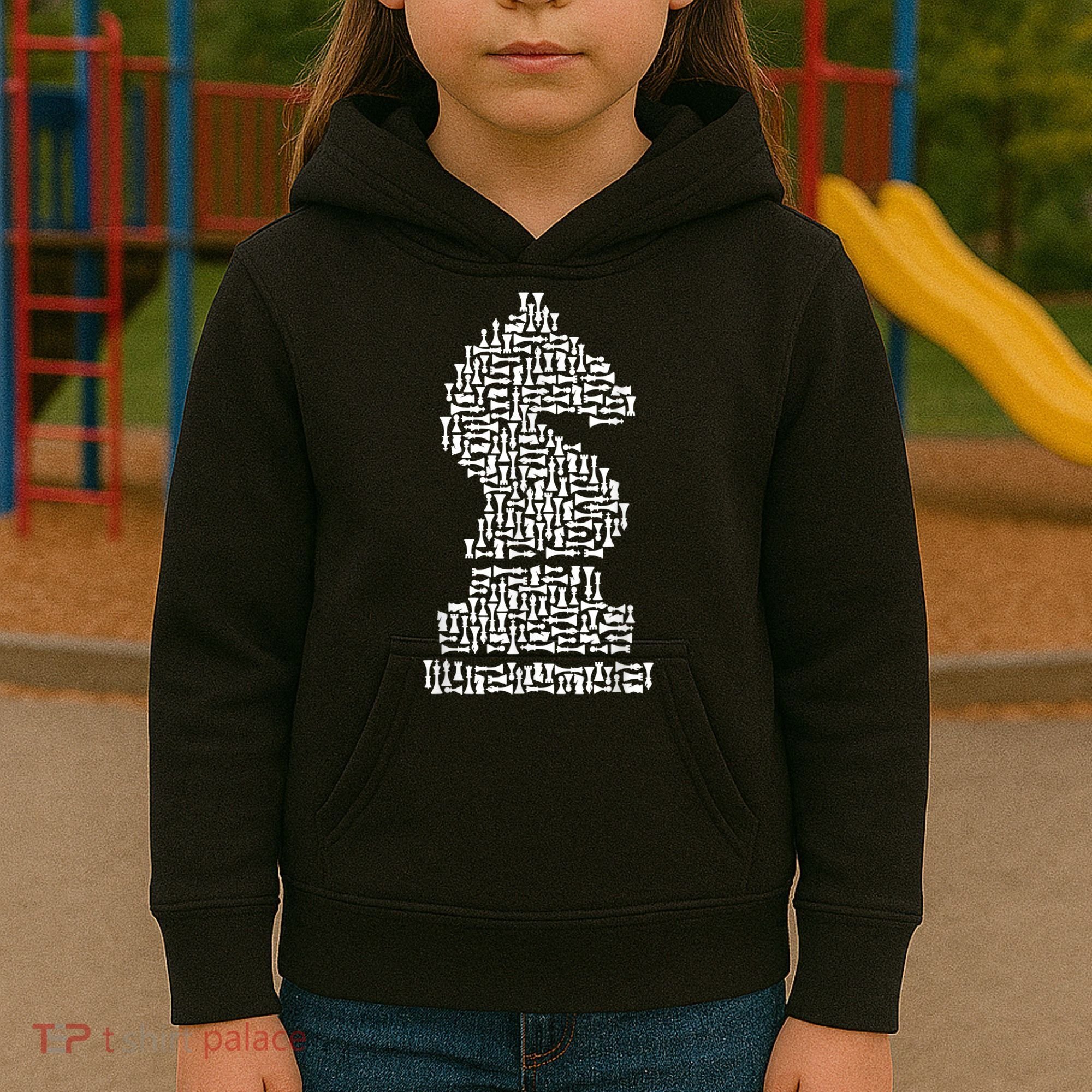 White Chess Knight Piece Mosaic Kids Hoodie