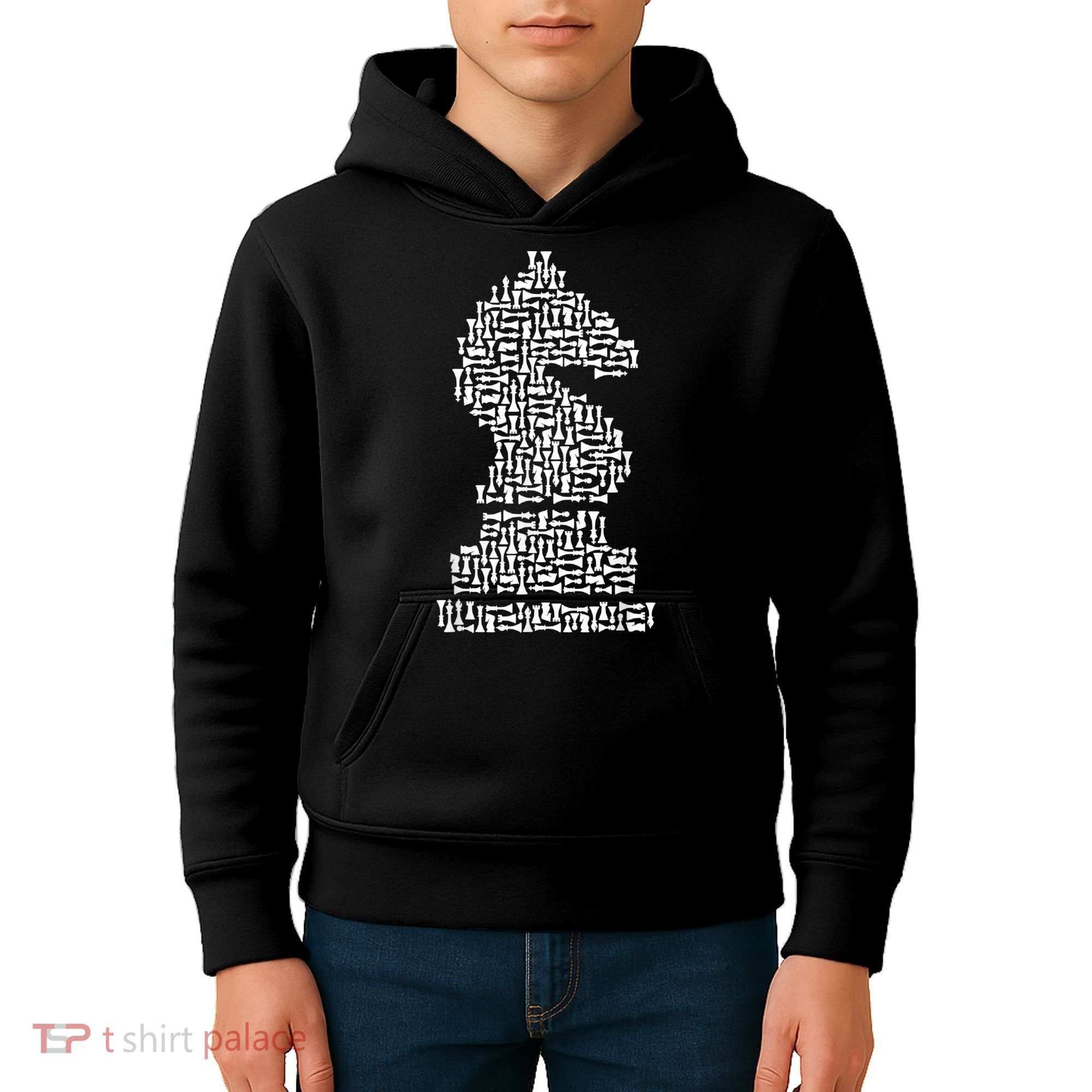 White Chess Knight Piece Mosaic Kids Hoodie