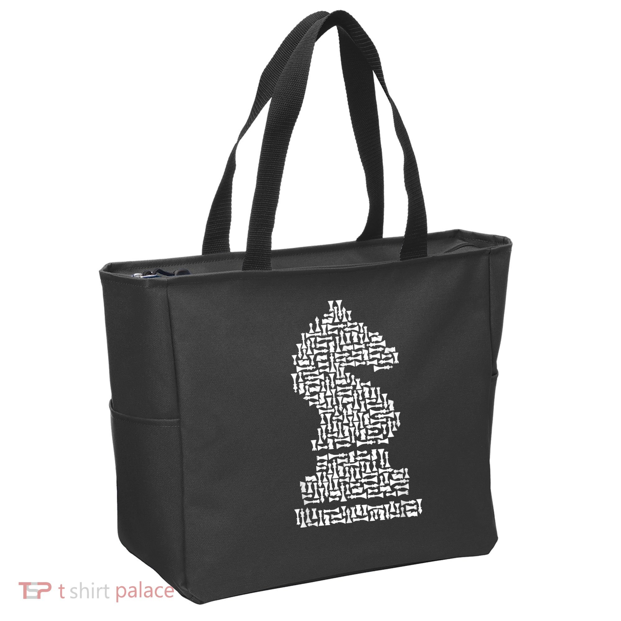 White Chess Knight Piece Mosaic Tote Bag