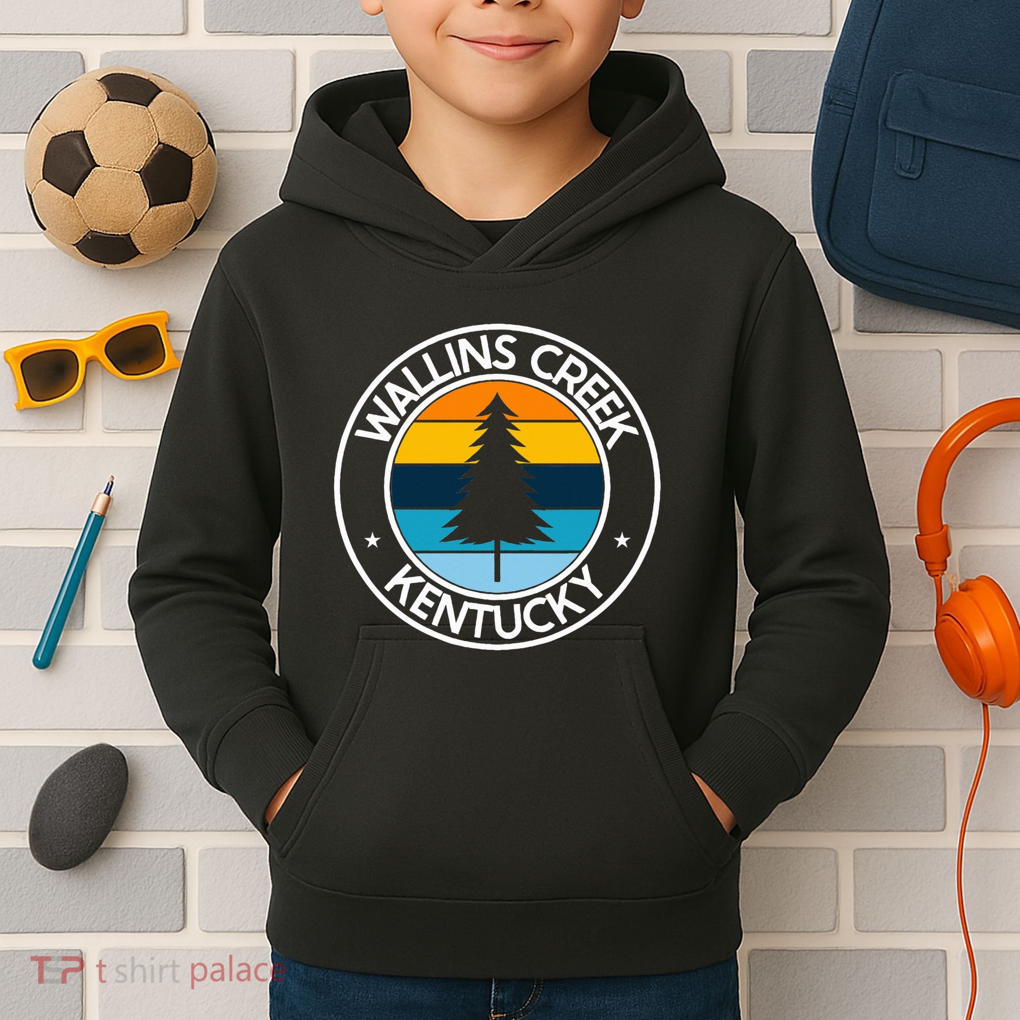 Wallins Creek Kentucky Ky Usa City Pride Tree Sunset Kids Hoodie