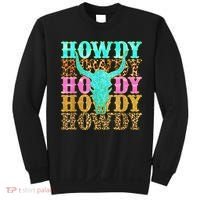 Western Country Leopard Howdy Bull Skull Cowgirl Rodeo Sweatshirt thumb 0
