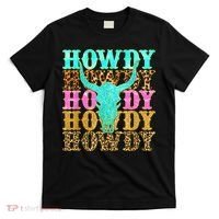 Western Country Leopard Howdy Bull Skull Cowgirl Rodeo T-Shirt thumb 0
