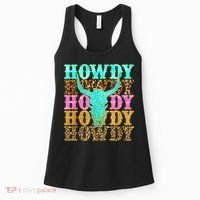 Western Country Leopard Howdy Bull Skull Cowgirl Rodeo Women's Tank Top thumb 0