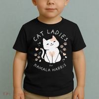 Women Cat Ladies For Kamala Harris Gift Toddler T-Shirt thumb 2
