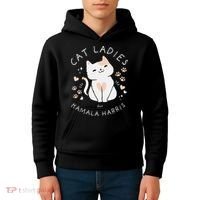 Women Cat Ladies For Kamala Harris Gift Kids Hoodie thumb 4