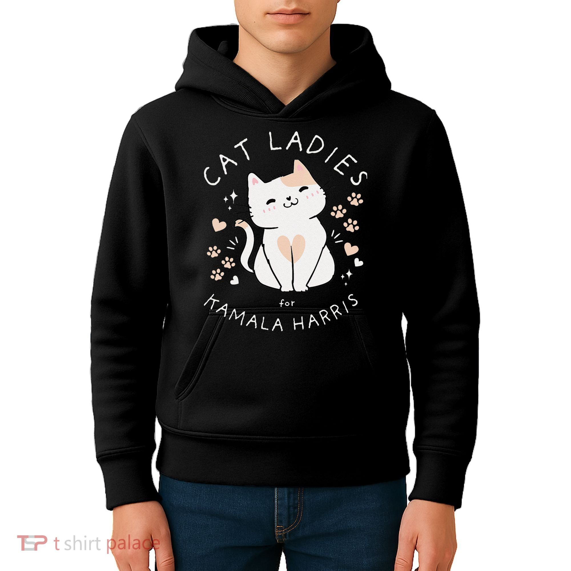Women Cat Ladies For Kamala Harris Gift Kids Hoodie