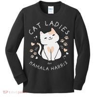 Women Cat Ladies For Kamala Harris Gift Kids Long Sleeve Shirt thumb 0