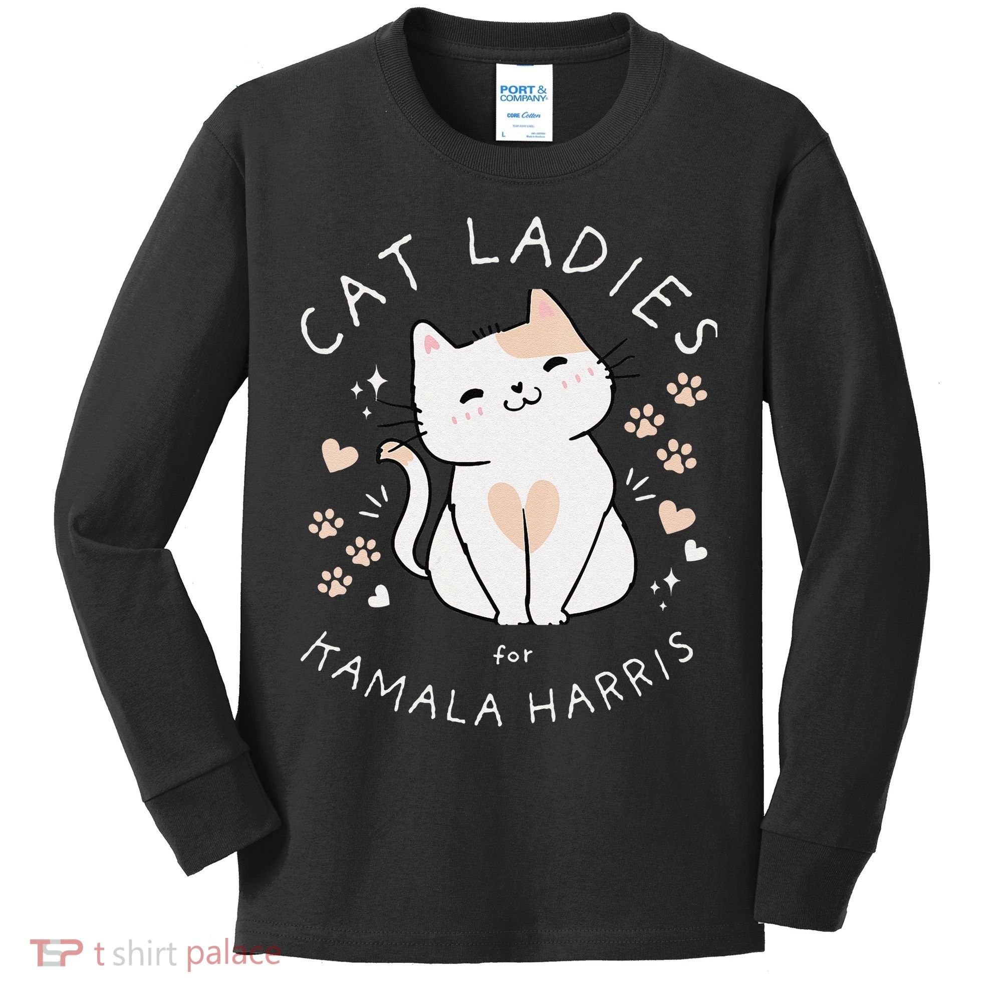 Women Cat Ladies For Kamala Harris Gift Kids Long Sleeve Shirt