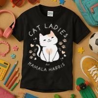 Women Cat Ladies For Kamala Harris Gift Kids T-Shirt thumb 3