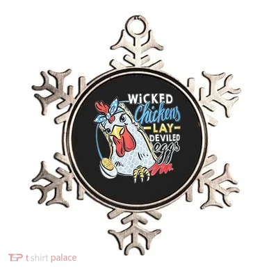 Wicked Chickens Lay Deviled Eggs Funny Chicken Lovers Ornament