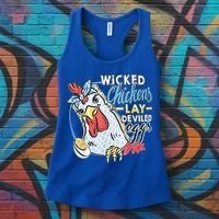 Wicked Chickens Lay Deviled Eggs Funny Chicken Lovers Women's Tank Top thumb 3