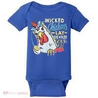 Wicked Chickens Lay Deviled Eggs Funny Chicken Lovers Baby Bodysuit thumb 0