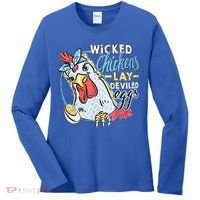 Wicked Chickens Lay Deviled Eggs Funny Chicken Lovers Women's Long Sleeve Shirt thumb 0