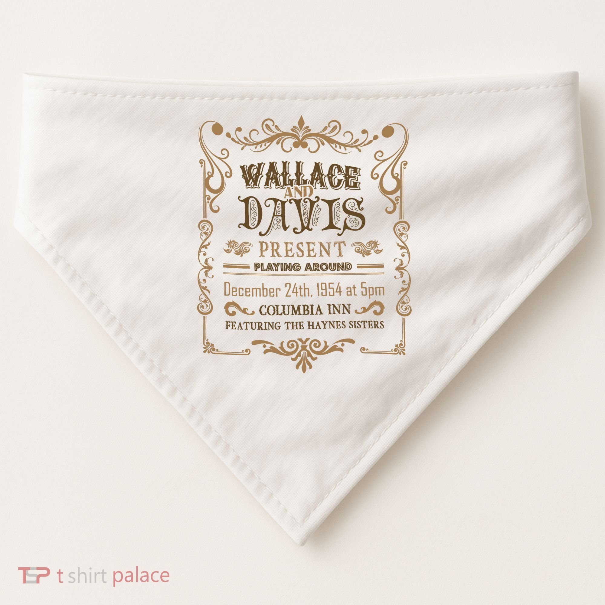 White Christmas Movie Wallace And Davis Present USA-Made Doggie Bandana