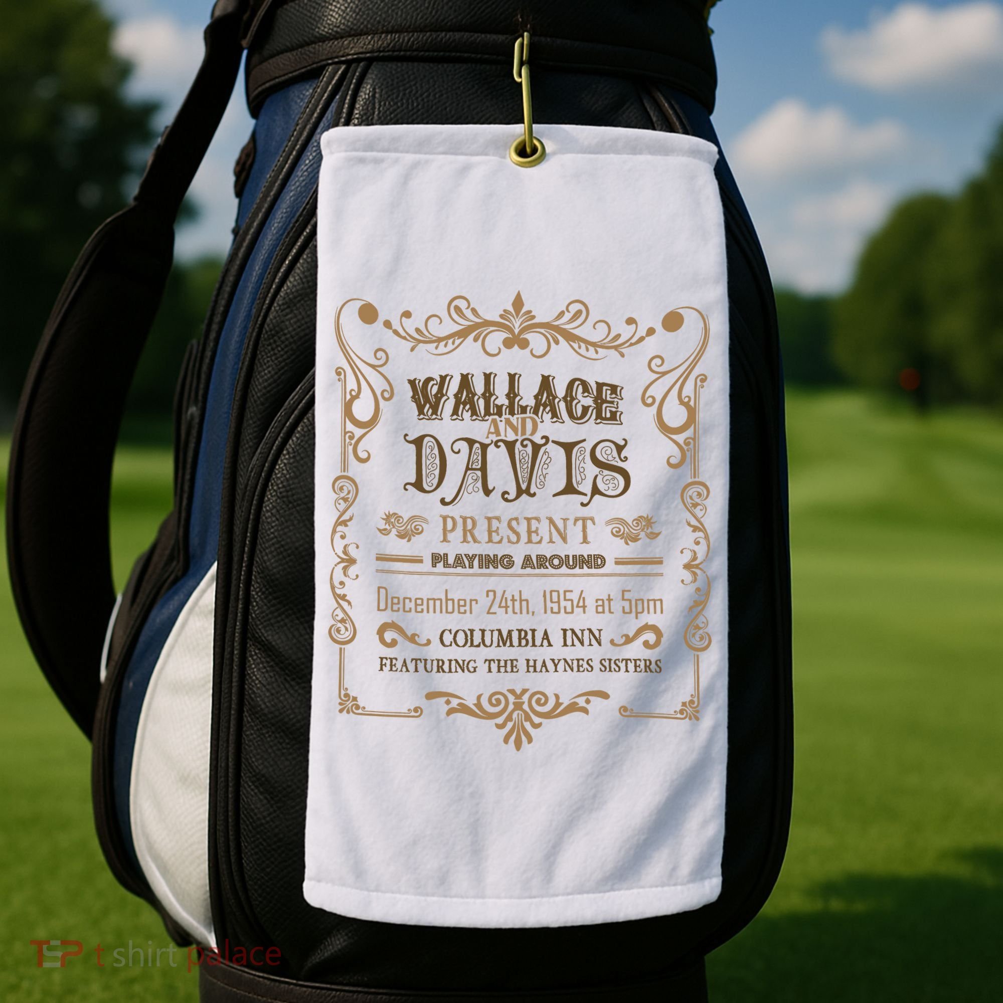 White Christmas Movie Wallace And Davis Present Golf Towel