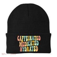 Womens Caffeinated Medicated Hydrated Funny Saying Nurse Teacher Beanie thumb 0