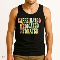 Womens Caffeinated Medicated Hydrated Funny Saying Nurse Teacher Tank Top thumb 3