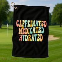Womens Caffeinated Medicated Hydrated Funny Saying Nurse Teacher Golf Towel thumb 1