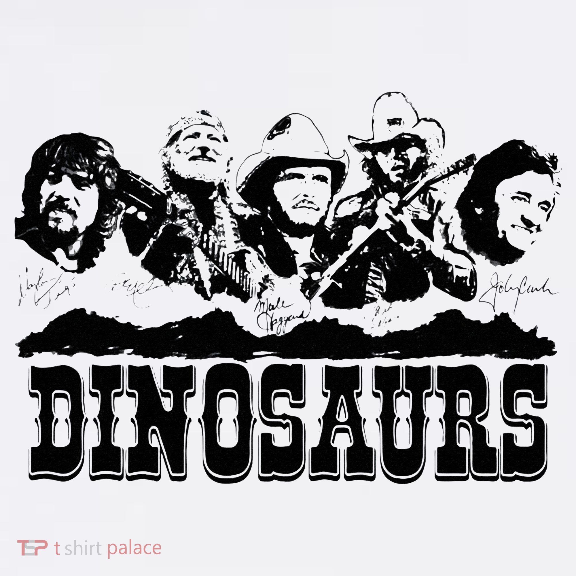 Western Country Music Legends Dinosaurs T-Shirt