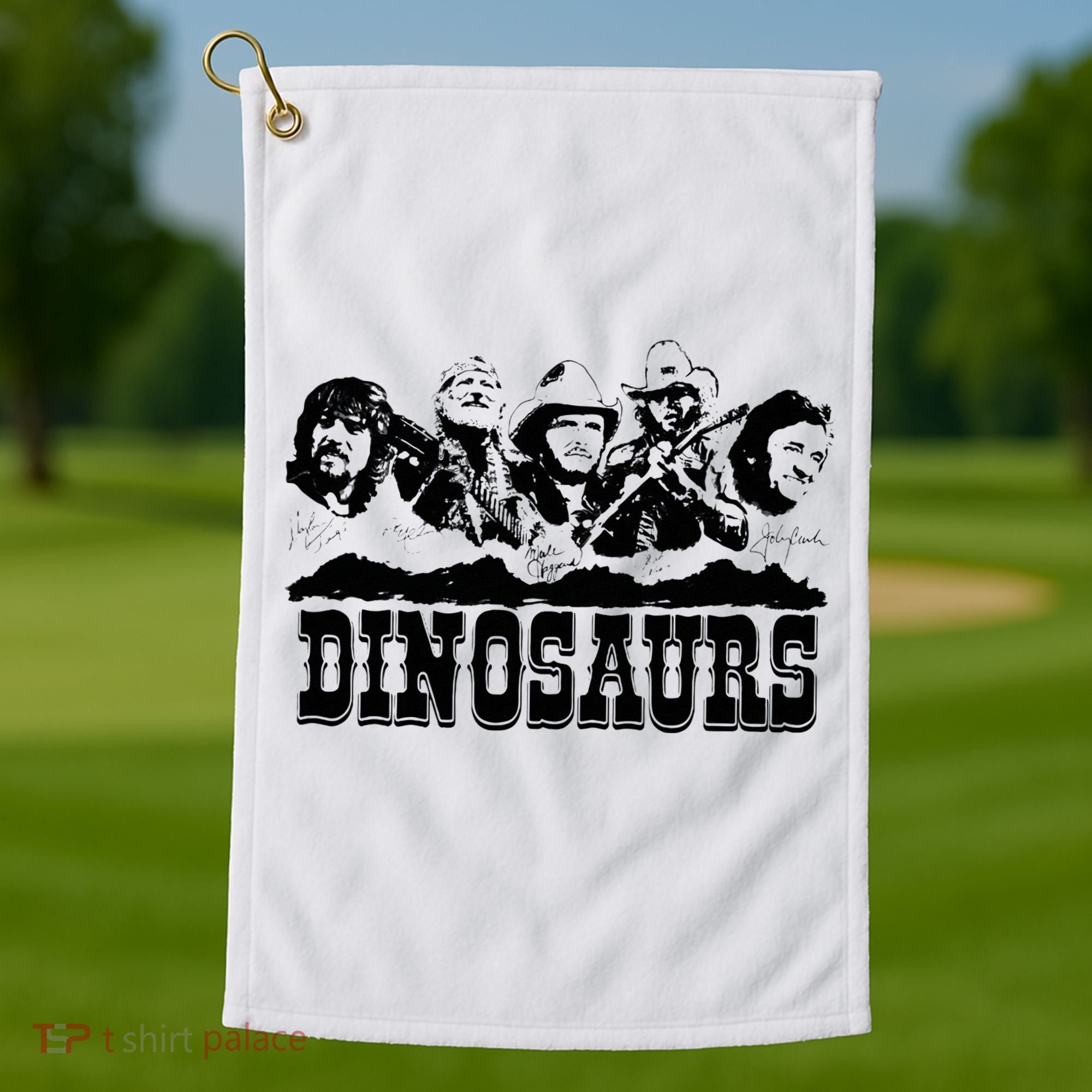 Western Country Music Legends Dinosaurs Golf Towel
