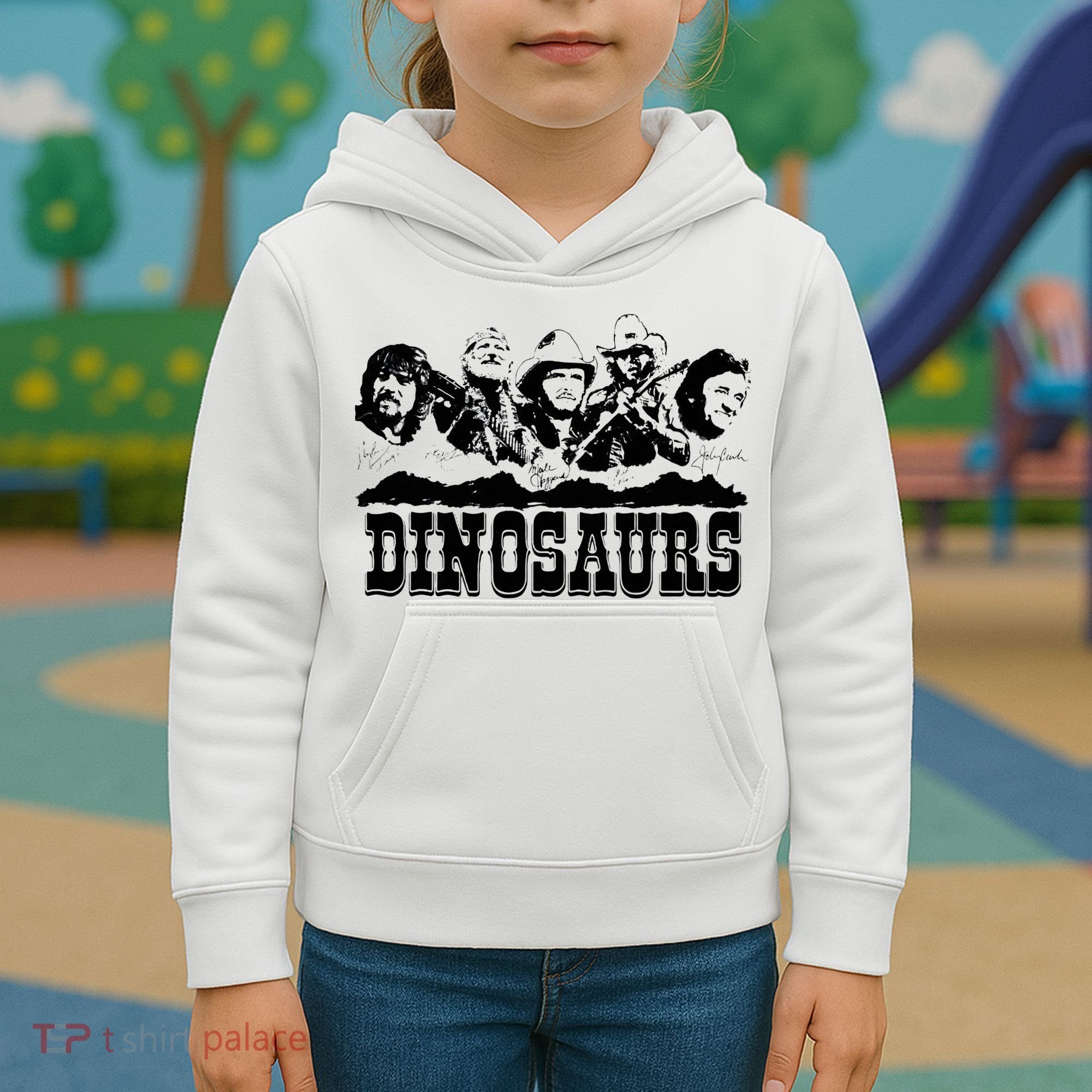Western Country Music Legends Dinosaurs Kids Hoodie