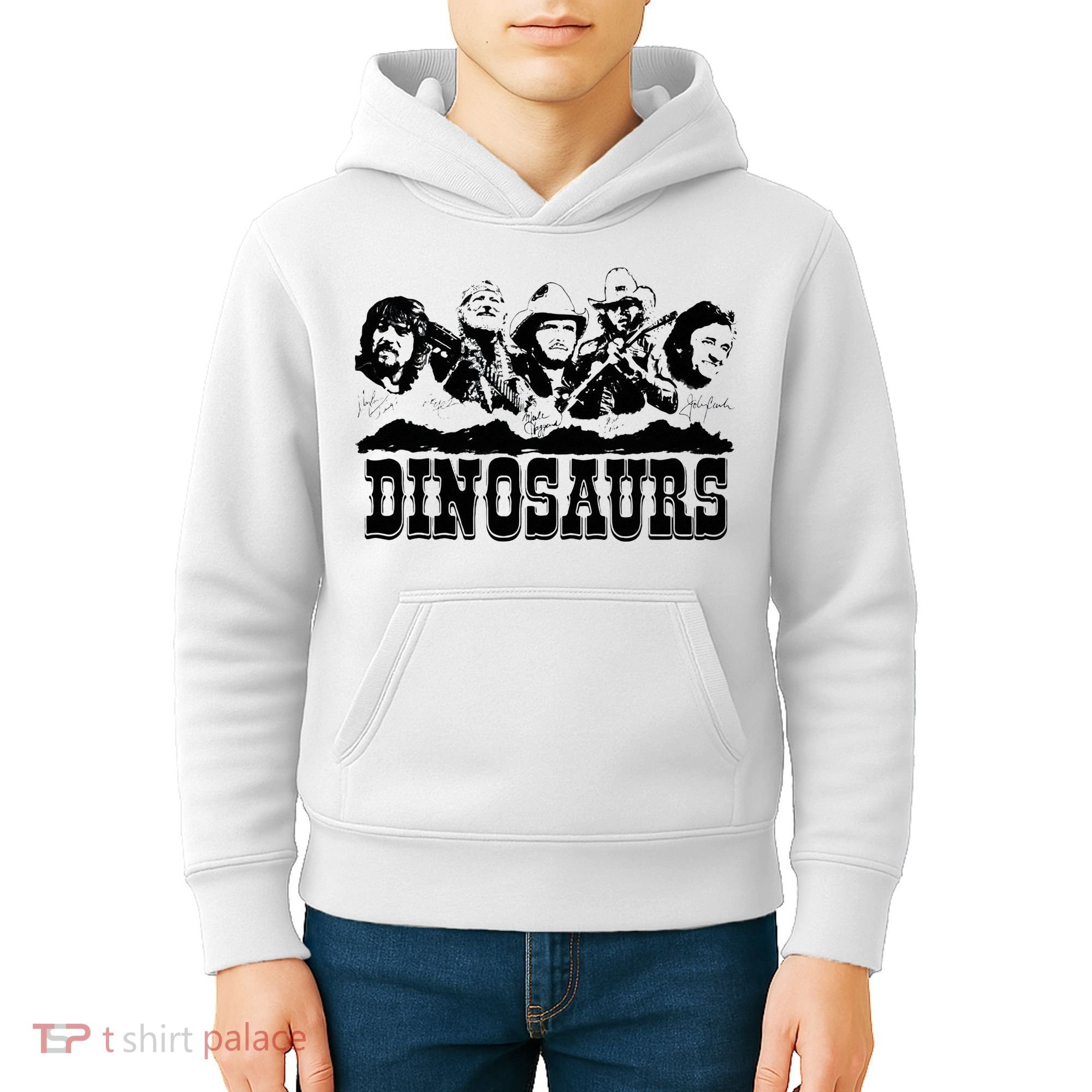 Western Country Music Legends Dinosaurs Kids Hoodie