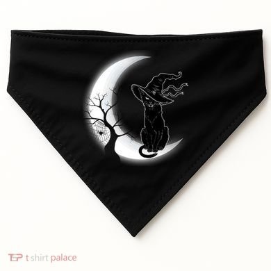 Witch Cat Moon Halloween USA-Made Doggie Bandana