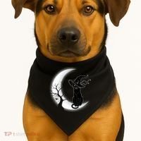 Witch Cat Moon Halloween USA-Made Doggie Bandana thumb 1