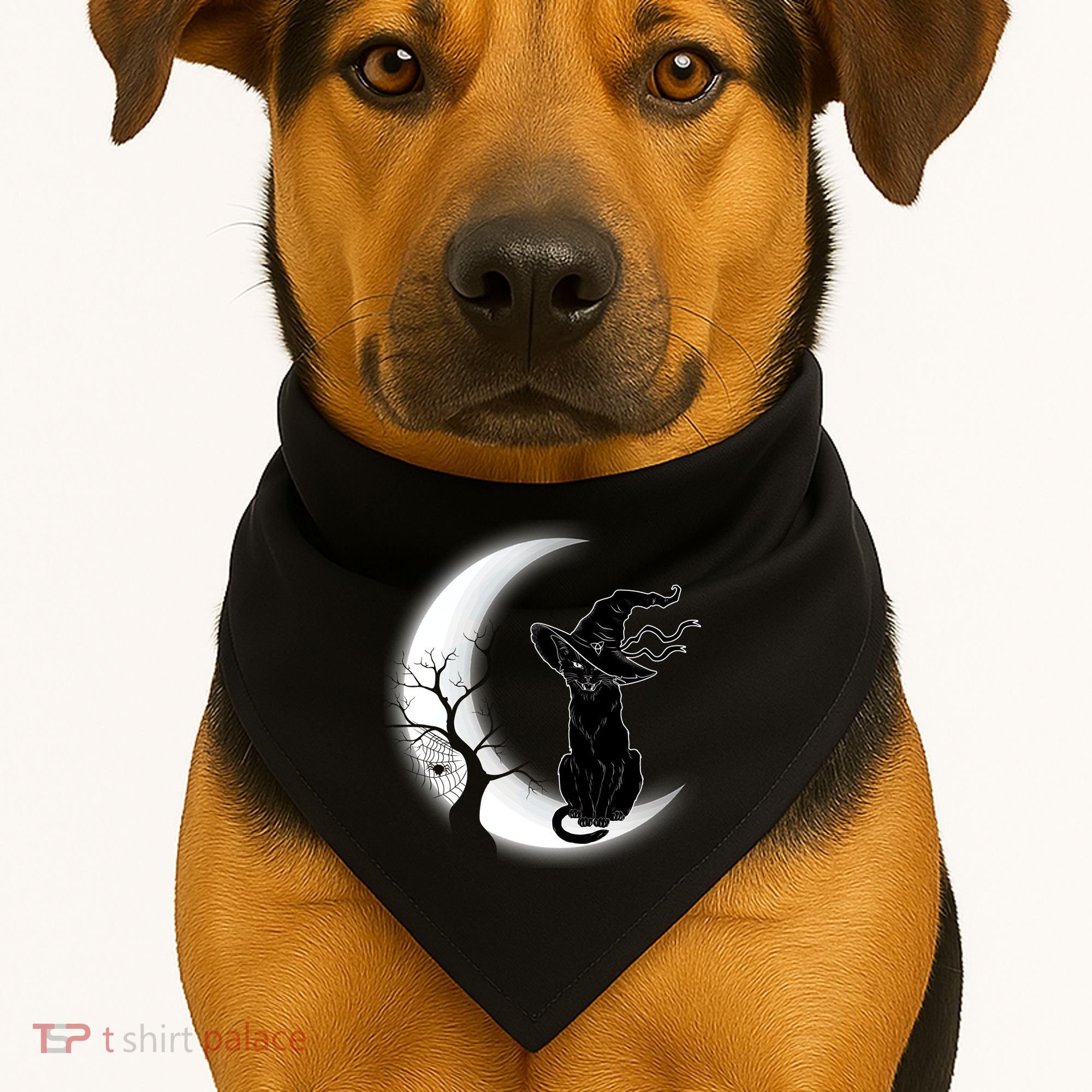 Witch Cat Moon Halloween USA-Made Doggie Bandana