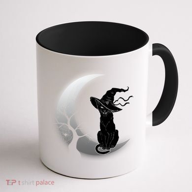 Witch Cat Moon Halloween Coffee Mug back