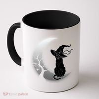 Witch Cat Moon Halloween Coffee Mug thumb 0
