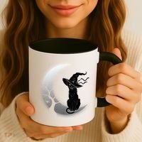 Witch Cat Moon Halloween Coffee Mug thumb 3