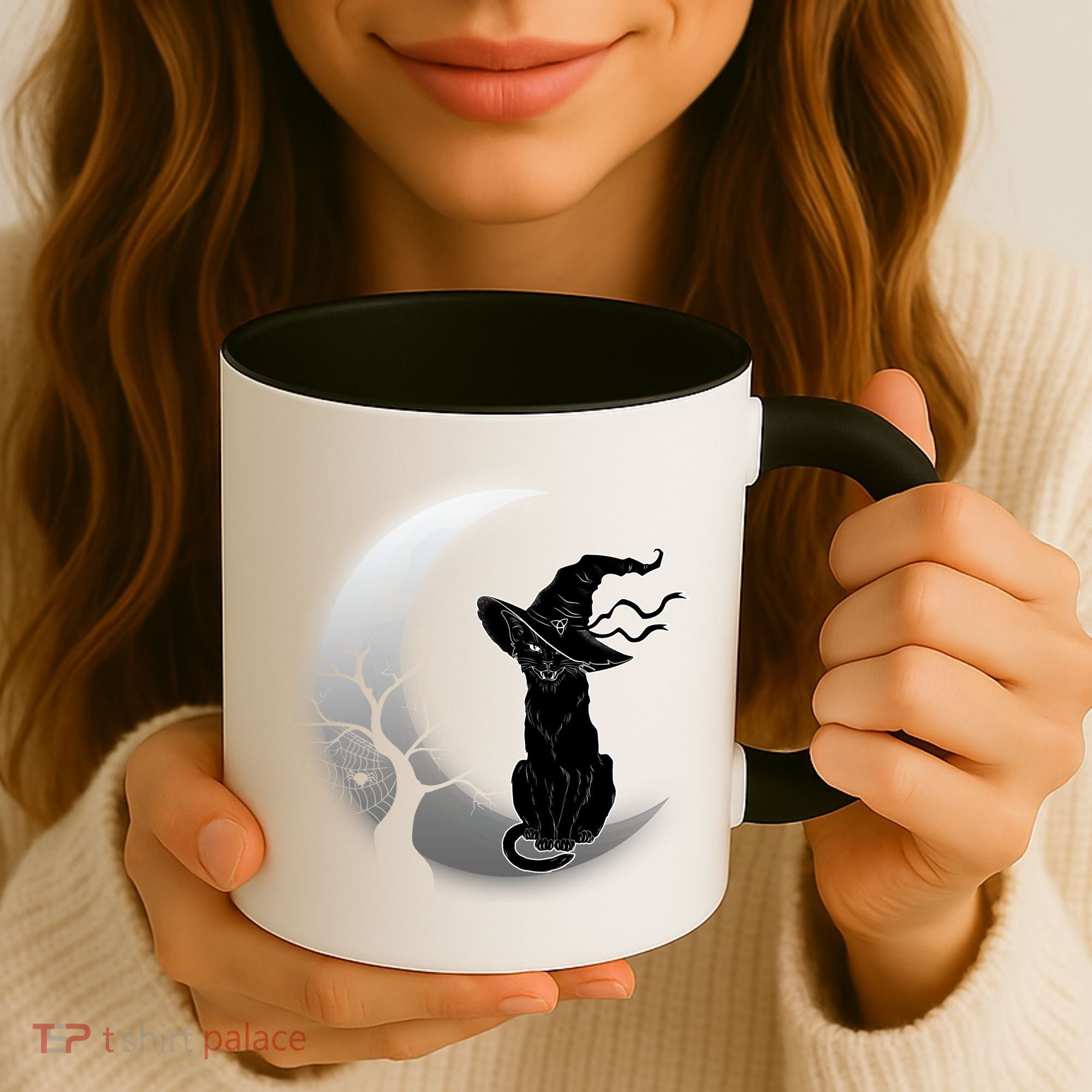Witch Cat Moon Halloween Coffee Mug