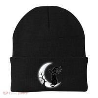 Witch Cat Moon Halloween Beanie thumb 0