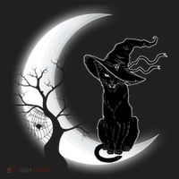 Witch Cat Moon Halloween Beanie thumb 2