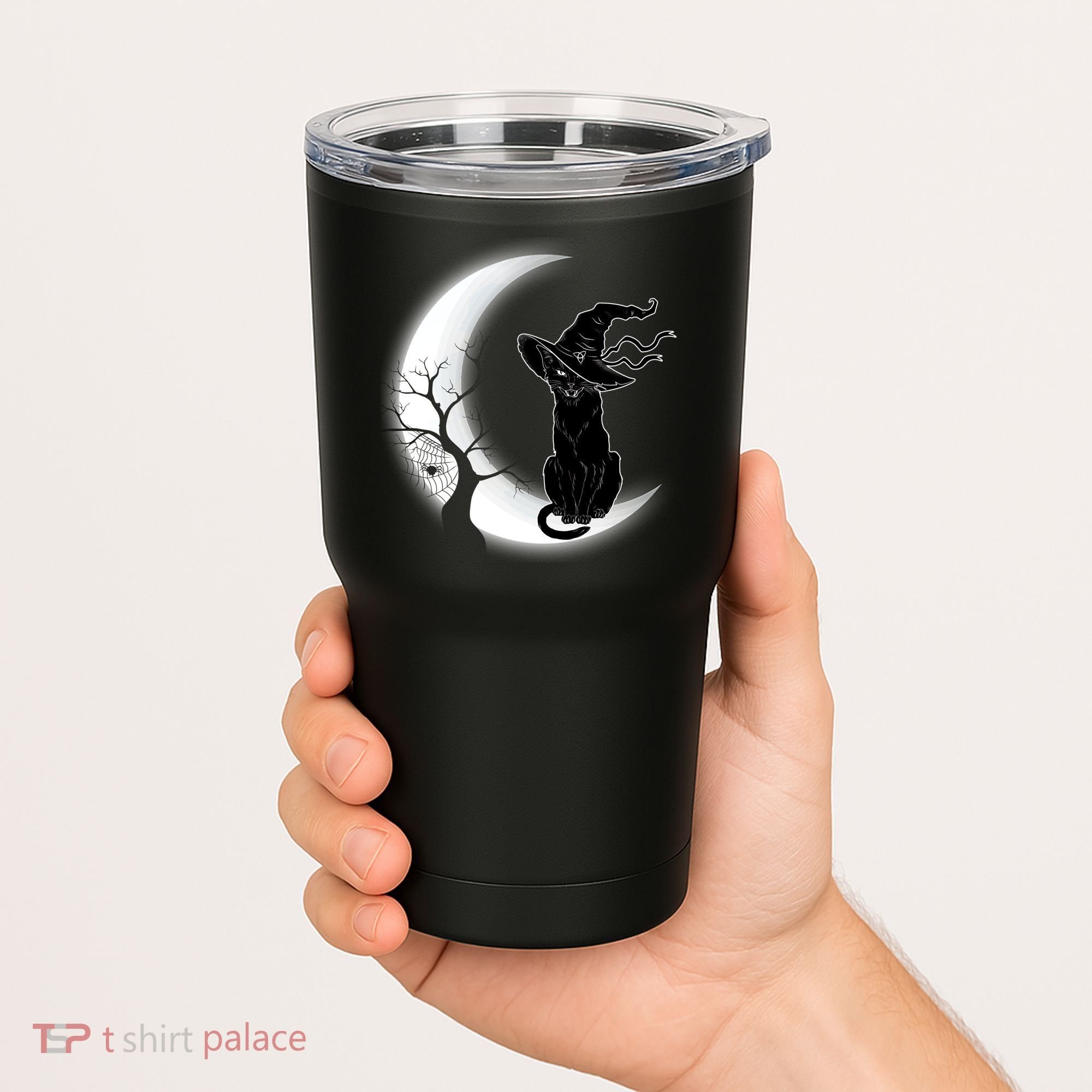 Witch Cat Moon Halloween Tumbler