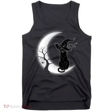 Witch Cat Moon Halloween Tank Top