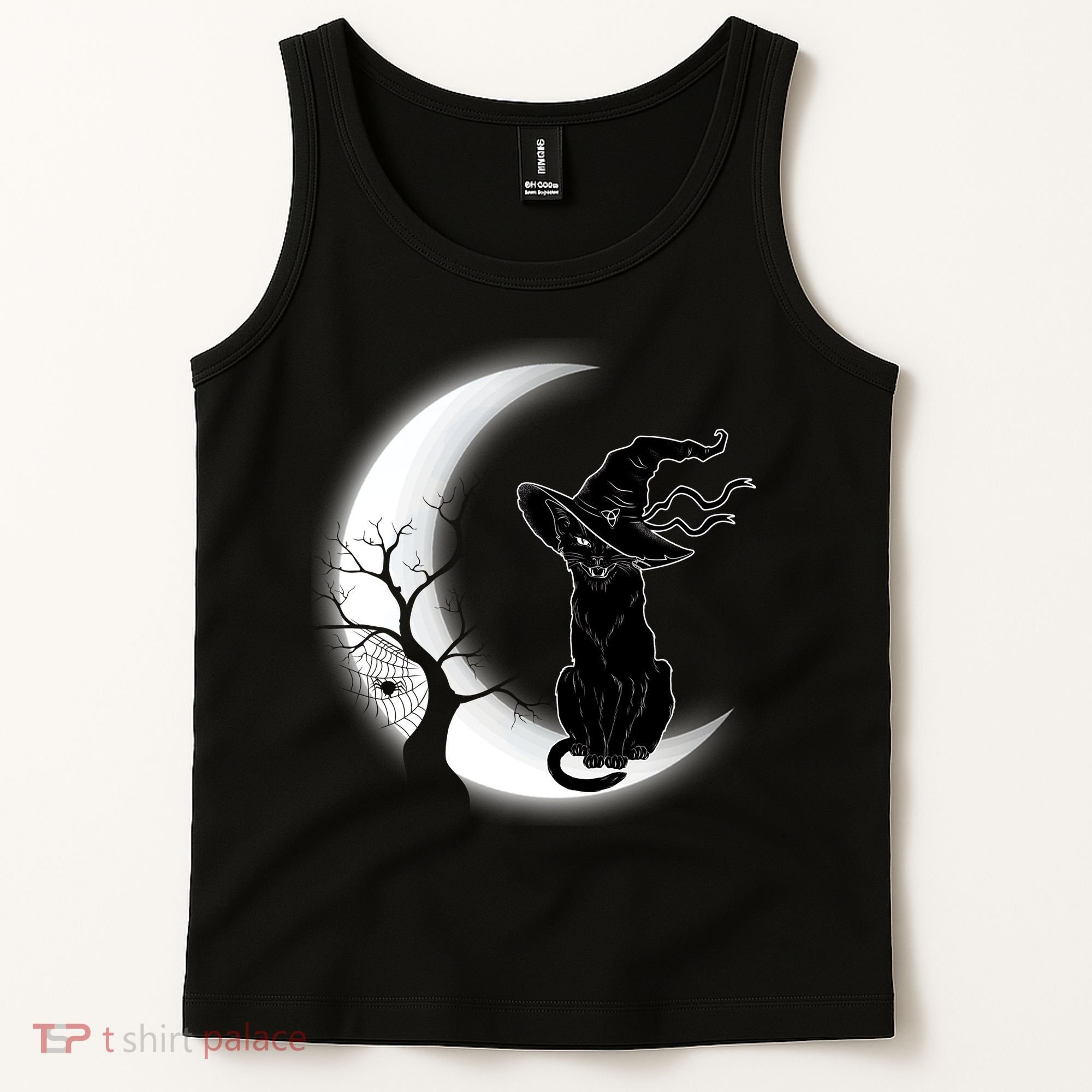 Witch Cat Moon Halloween Tank Top