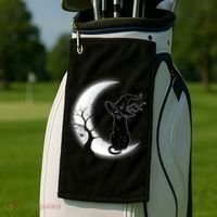 Witch Cat Moon Halloween Golf Towel thumb 2