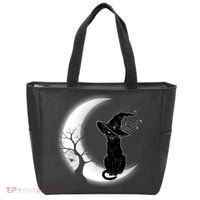 Witch Cat Moon Halloween Tote Bag thumb 0
