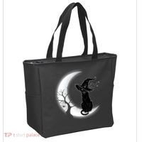 Witch Cat Moon Halloween Tote Bag thumb 2